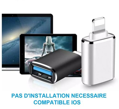 7€ sur Adaptateur OTG lightning mâle 8 broches vers USB 3.0 A femelle pour  iPhone et iPad STARGIFT ® - Adaptateur et convertisseur - Achat & prix