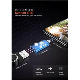 [Certifié Apple MFi] Adaptateur Lightning vers USB 3.0 OTG pour appareil  photo compatible avec iPhone/iPad, USB femelle, prend en charge la  connexion