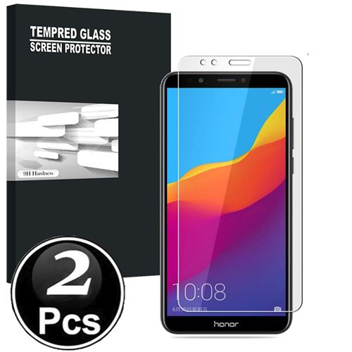 Honor 7C/7C Pro/Y7 2018/Y7 prime 2018 Vitre protection d'ecran en verre trempé incassable lot de X2 Glass