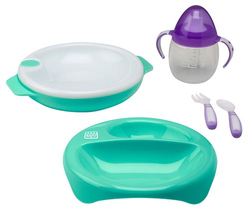 Saro set de table avec plaque chauffante et tasse 5 parties vert/blanc/violet