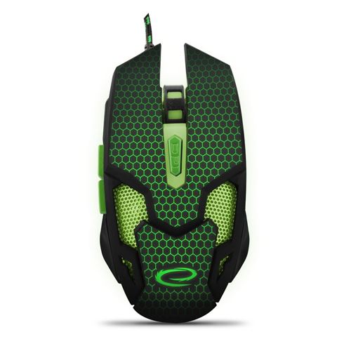 Esperanza MX207 COBRA - Souris - pour droitiers - optique - 6 boutons - filaire - USB - vert