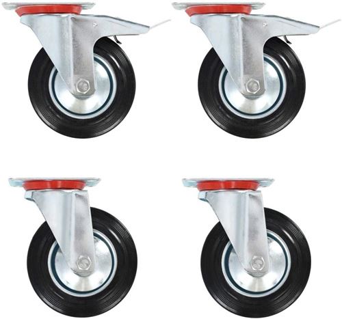 vidaXL Roulettes 4 pcs Roulette de Mobilier Chariot Roulant Etagère à Livre Roulette de Meuble Bibliothèque Panier d'Achat Capacité 80 kg 100 mm
