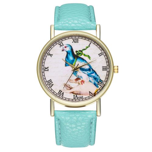 Dames de pigeon messenger classique authentiques regarder la tendance de l'horloge à quartz femelle T266-AMenthe verte