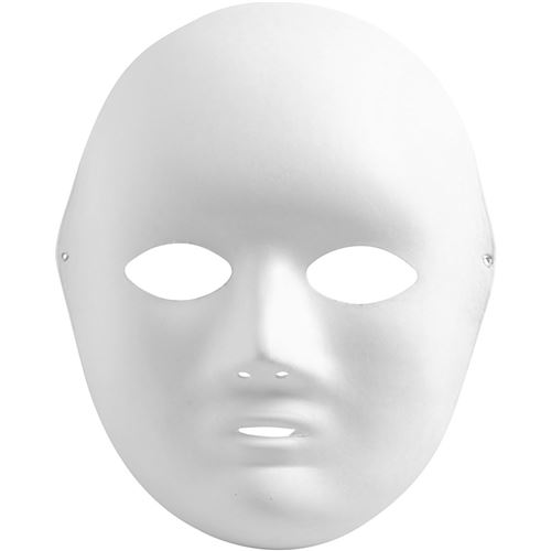 Creotime masque 22 x 17 cm pâte à papier blanche 10 pièces