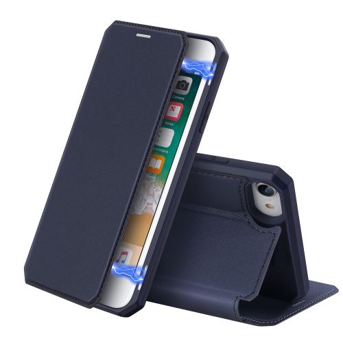 Etui en PU peau x auto-absorbée bleu pour votre Apple iPhone SE (2nd Generation)