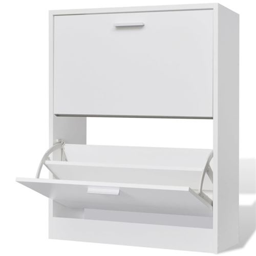 VIDAXL - Meuble à chaussures - 2 compartiments - Blanc - Image 3
