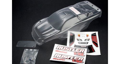 Body, Rustler (clear, Requires Painting)/window, Lights Decal Sheet/ Wing And Aluminum Hardware Traxxas