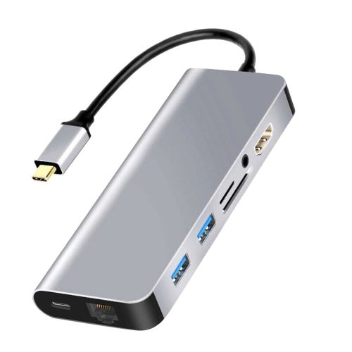 Lecteur de Carte SD/TF et Port dalimentation USB C Adaptateur USB C Compatible avec Les Macbook Adaptateur USB de Type C Adaptateur 4K HDMI et RJ45 avec 3 Ports USB3.0 Rayrow Hub C USB Gris 