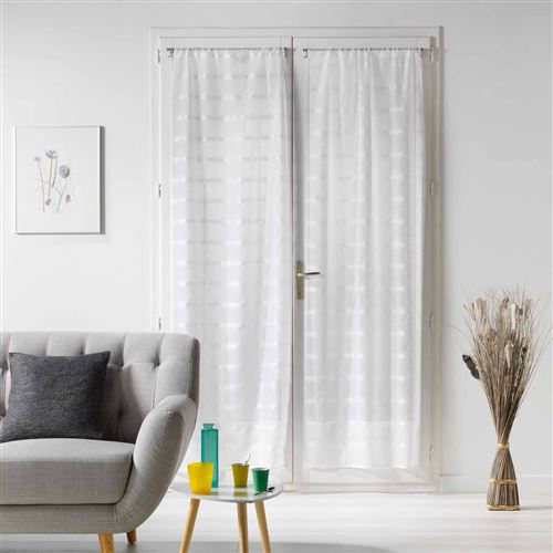 Paire droite passe tringle 2 x 70 x 200 cm voile sable candide Blanc