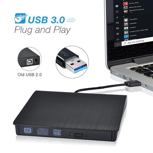 Lecteur externe USB 3.0 DVD RW CD Ampa er Slim Carbon Mars, lecteur  optique, pour PC portable - AliExpress