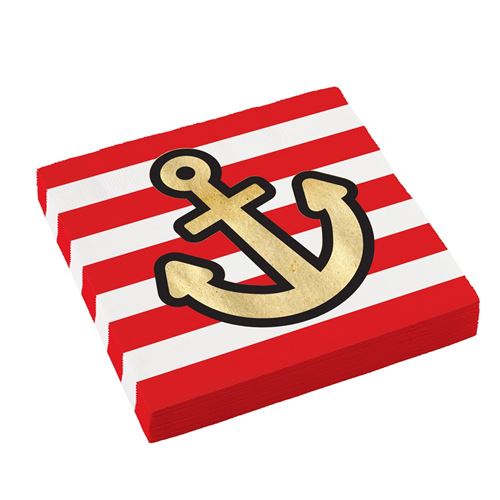16 serviettes papier pirates ancre marin or 33cm - 9909912 AMSCAN