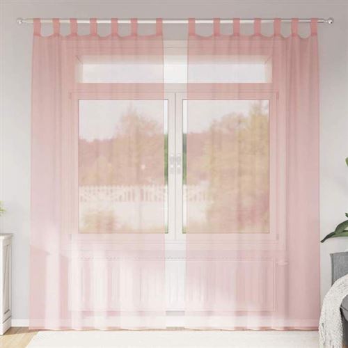 Rideaux en voile avec passe-tringles 2 pcs rose Vidaxl