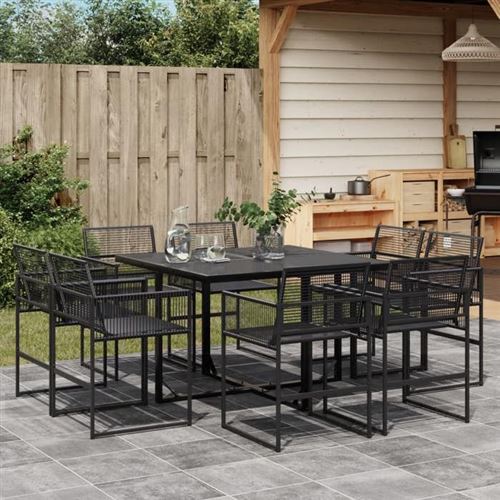 Non Communiqué Noir Vidaxl Ensemble À Manger De Jardin 9 Pcs Résine Tressée, Ensemble De Salle À Manger D'extérieur, Meuble De Salle À 3295038