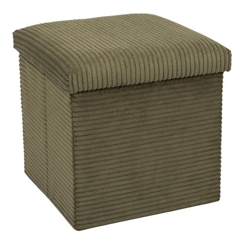 Non Communiqué Vert Pouf Coffre Pliable Côtelé "Scott" 38Cm
