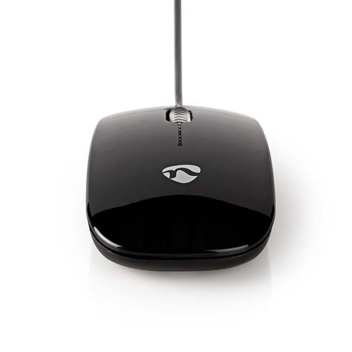 Nedis - Souris - ergonomique - droitiers et gauchers - optique - 3 boutons - filaire - USB - noir