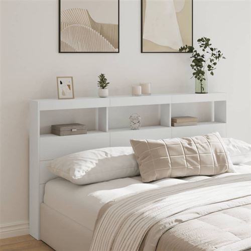 vidaXL Armoire tête de lit avec LED blanc 180x17x102 cm839210