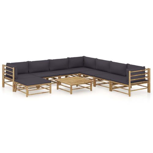 Non Communiqué Gris Salon De Jardin Modulable Vidaxl Bambou 9 Pieces 8 Personnes
