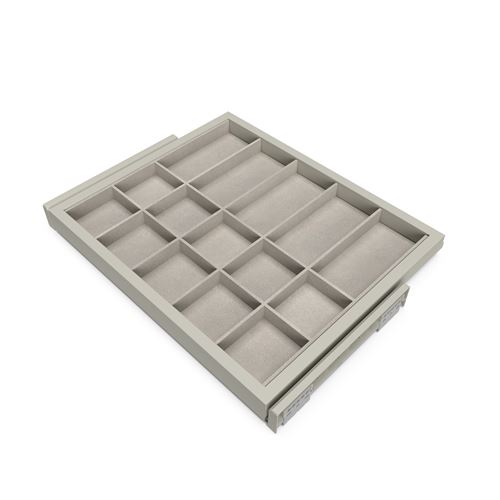 Emuca Kit de rangement avec cadre de coulissage soft-close pour armoire, réglable, module 600mm, Gris pierre