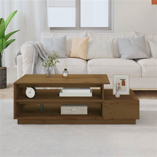 vidaXL Table basse Marron miel 120x50x40,5 cm Bois massif de pin