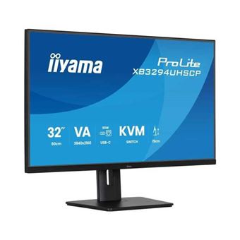 iiyama ProLite XB3294UHSCP-B1 - Écran LED - 31.5" - 3840 x 2160 4K @ 60 Hz - VA - 400 cd/m² - 3000:1 - 2 ms - HDMI, DisplayPort, USB-C - haut-parleurs - noir, mat - 1
