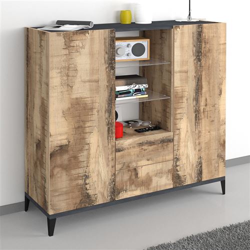 Vitrine Buffet 2 Portes 2 Tiroirs 120x40cm Salon Valerie Report