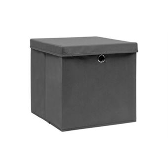 Boîtes de rangement avec couvercles 4 pcs 28x28x28 cm Noir vidaXL