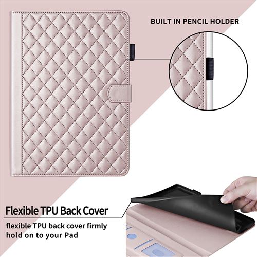 GLANDOTU Étui Protection Xiaomi Redmi Pad SE 2023 - Housse Cuir Avec Stylet, Rose