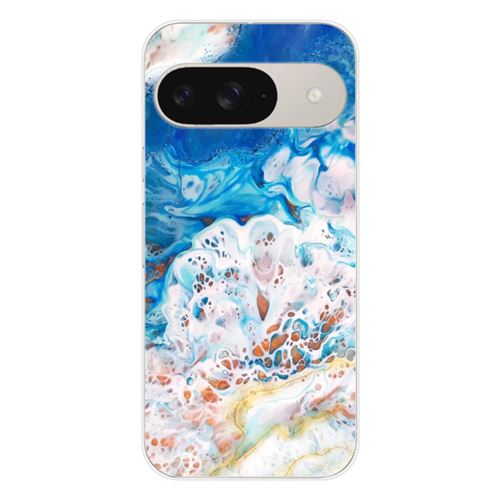 Coque en silicone imprimée compatible Google Pixel 9 Marbre océan