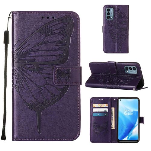 MPFRANCE Housse pour OnePlus Nord N200 5G Violet Intense [Papillon V3]