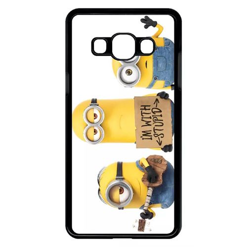 Coque My-Kase pour Galaxy J3 Pro - minions i'm with stupid - Plastique Noir
