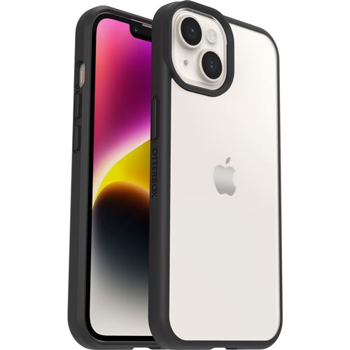 OtterBox React Series - ProPack Packaging - coque de protection pour téléphone portable - antimicrobien - polycarbonate élastomère thermoplastique (TPE) 50 % de plastique recyclé - cristal noir - pour Apple iPhone 14 Plus