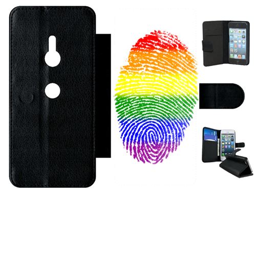 Etui My-Kase pour Xperia XZ3 - 59 empreinte digitale drapeau gay pride - Simili-cuir Noir