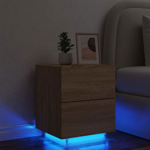 Vidaxl Armoire Chevet Avec Led - Chêne Sonoma - Image 3