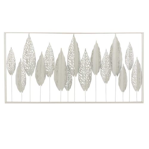 Non Communiqué Blanc Décoration Murale En Métal "Feuilles" 135Cm