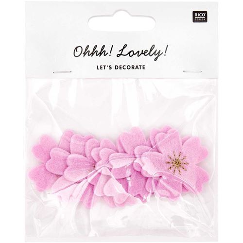 Confettis fleur de cerisier - feutrine or et rose foncé - Rico Design