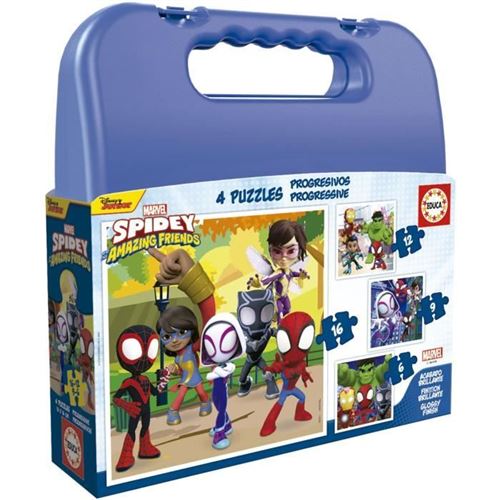 Alpino Multicolore Valise De Puzzles Progressifs 6-9-12-16 Pièces Spidey - Image 3
