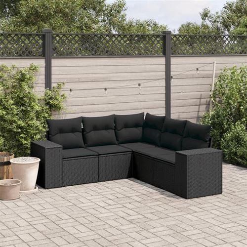 Non Communiqué Noir Salon De Jardin Modulable Vidaxl Rotin 5 Pieces X 83 X 69 5 Personnes