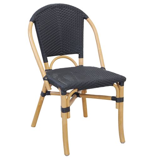 Aubry Gaspard - Chaise d'extérieur en rotin et résine noir