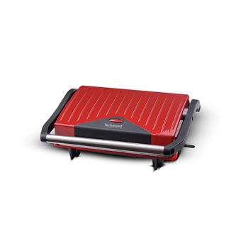 Techwood TPG-755 - Panini Grill Rouge 750 W avec pieds anti dérapant, Plaque grill anti-adhésive - 1