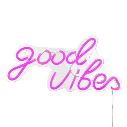Non Communiqué Rose Néon Mural Usb Good Vibes Atmosphera