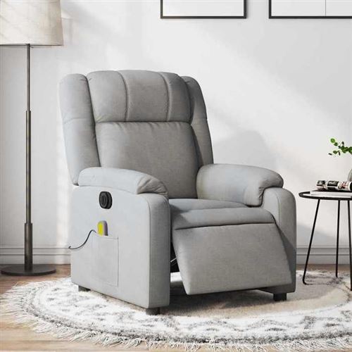 Non Communiqué Gris Vidaxl Fauteuil De Massage, Relaxation Électrique Réglable Tissu Clair
