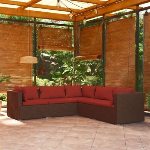 Non Communiqué Rouge 5 Personnes Vidaxl Resine Tressee Salon De Jardin Modulable 5 Pieces