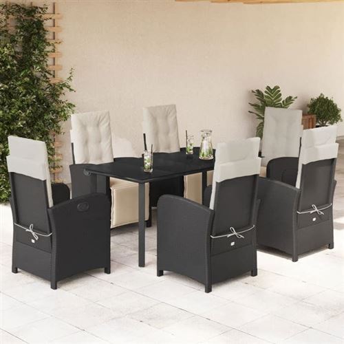 VidaXL - Ensemble de salle à manger de jardin rotin synthétique, One Size, Noir