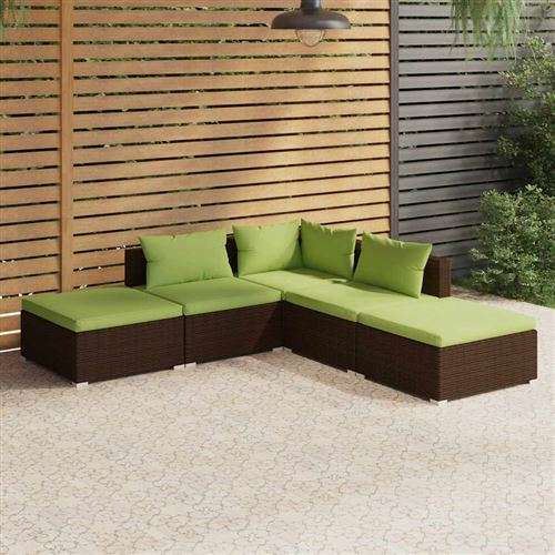 Non Communiqué Vert Salon De Jardin Modulable Vidaxl Resine Tressee 5 Pieces 5 Personnes