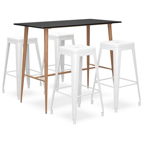 Vidaxl ensemble de bar 5 pcs noir et blanc 3057458