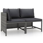 vidaXL 2-delige Loungeset met kussens poly rattan grijs313506