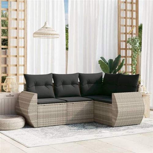 Non Communiqué Gris Vidaxl Salon De Jardin Avec Coussins 4 Pcs, Canapés De Terrasse, Ensemble De Meubles De Patio, Mobilier D'extérieur, 3253649