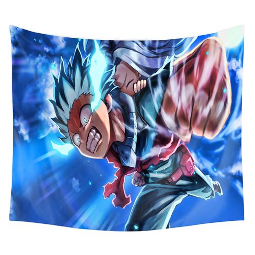 Tapisserie murale en polyester My Hero Academia décorations pour la maison – 130*150cm (Izuku Midoriya bleu)