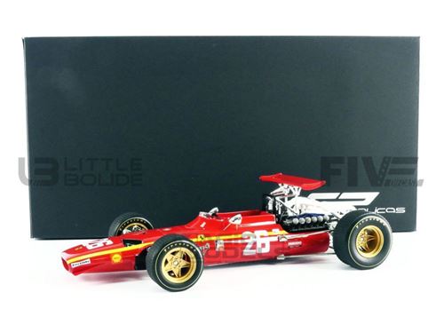Voiture Miniature de Collection GP REPLICAS 1-18 - FERRARI 312 - Winner GP France 1968 - Red / Yellow - GP112D