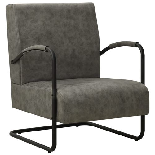 vidaXL Fauteuil Gris Similicuir